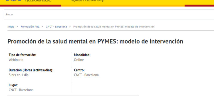 Webinario: Promoción de la salud mental en PYMES: modelo de intervención